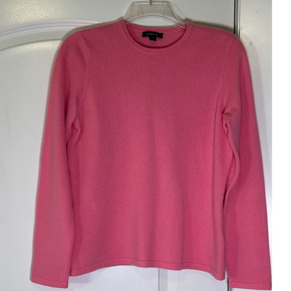 Lands' End Cashmere Sweater Women's Pink Crew Neck Long Sleeve Knit Size M - Picture 1 of 11